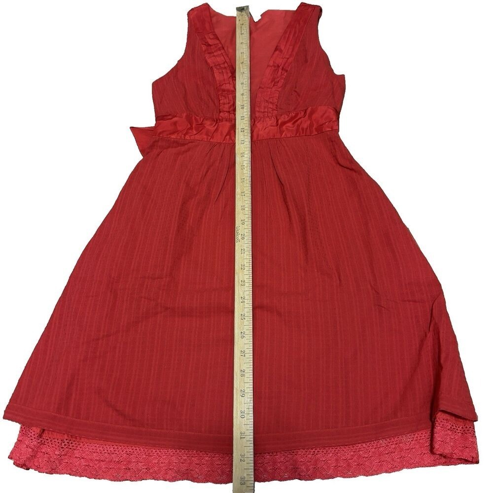 Maeve Anthroplogie Dress Womens 0 Red Cotton Silk Waist Tie Feminine Wedding - Picture 12 of 12